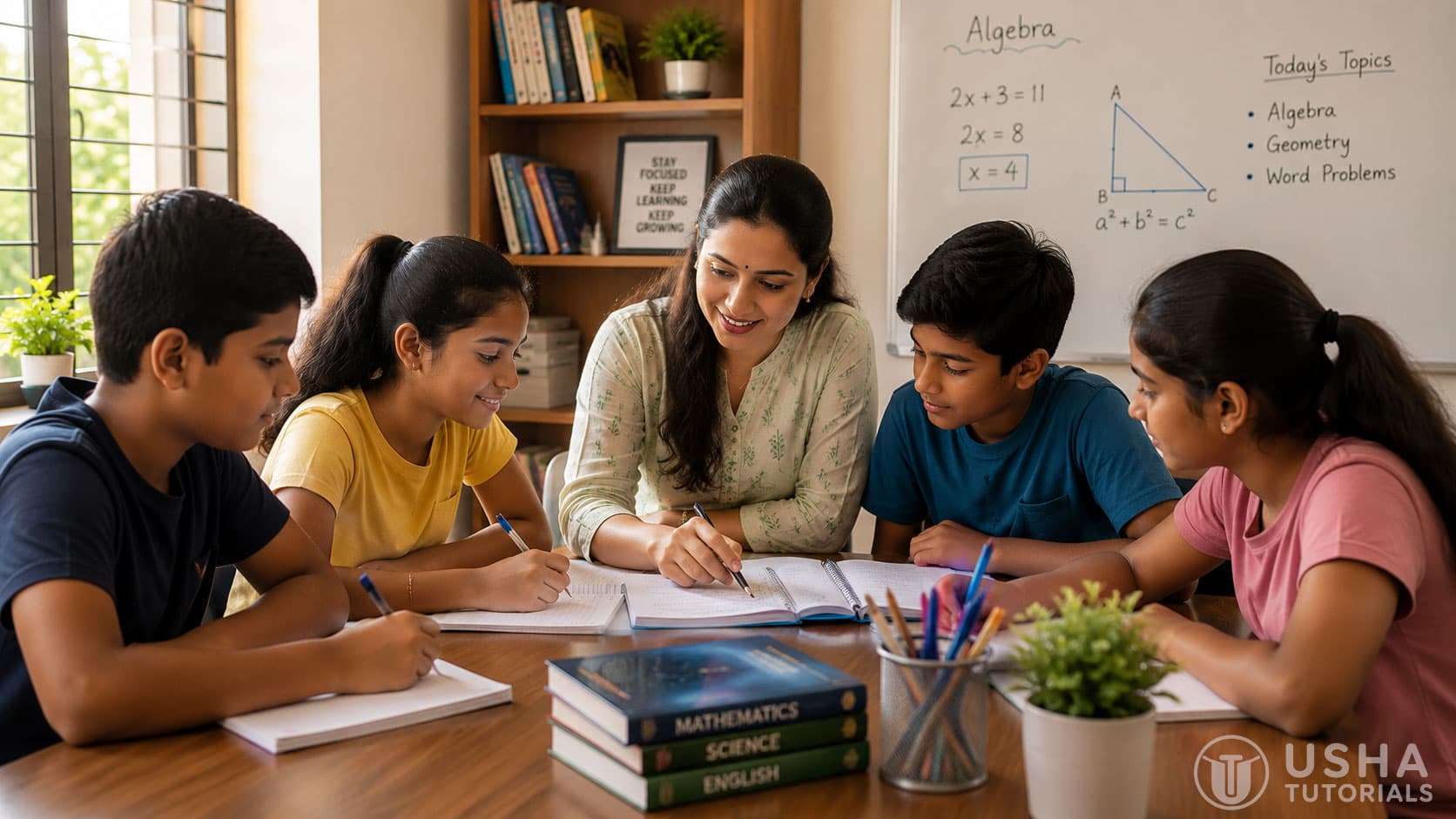 Teacher explaining Maths concepts to ICSE and CBSE students at tuition class in Kharegaon Kalwa Thane